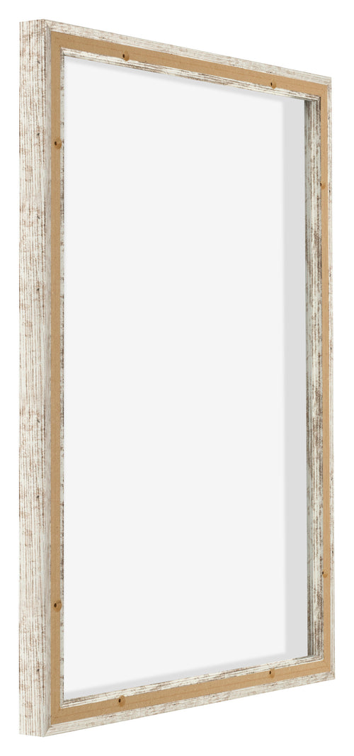 Lyon MDF Canvas Floater Frame 5 7 White Vintage Back Oblique | Yourdecoration.co.uk