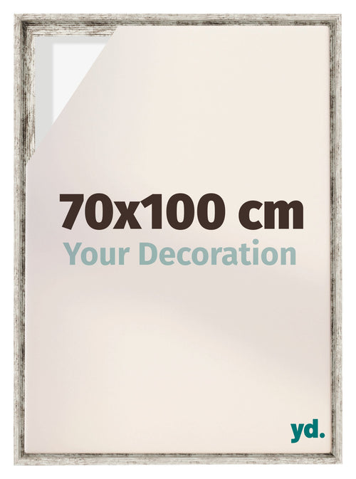 Lyon MDF Canvas Floater Frame 70x100cm White Vintage Voorzijde Maat | Yourdecoration.co.uk