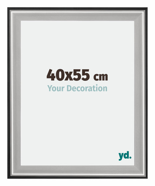 Birmingham Wooden Photo Frame 40x55cm Black Silver gepolijst Size | Yourdecoration.co.uk