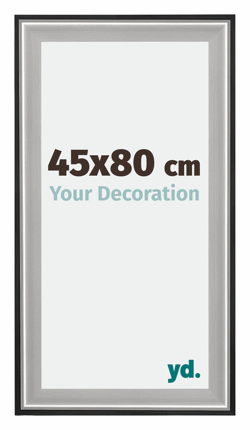 Birmingham Wooden Photo Frame 45x80cm Black Silver Gepolijst Size | Yourdecoration.co.uk
