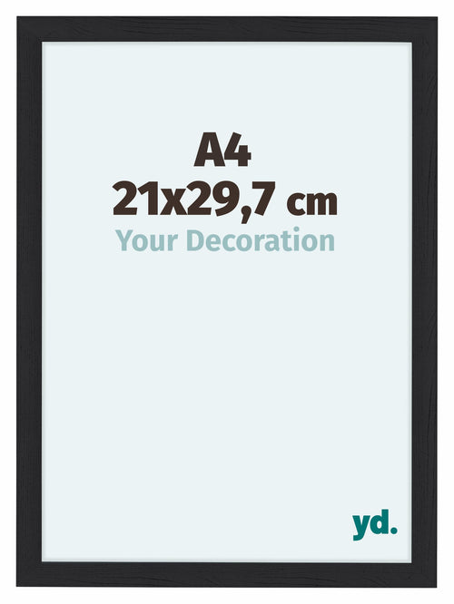 Como MDF Photo Frame 21x29 7cm A4 Black Woodgrain Front Size | Yourdecoration.co.uk