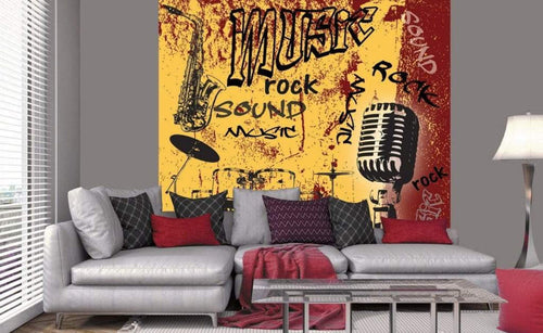 Dimex Music Orange Wall Mural 225x250cm 3 Panels Ambiance | Yourdecoration.co.uk