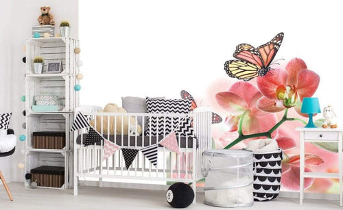 Dimex Orchids and Butterfly Wall Mural 225x250cm 3 Panels Ambiance | Yourdecoration.co.uk