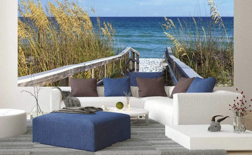 Dimex Sandy Boardwalk Wall Mural 375x150cm 5 Panels Ambiance | Yourdecoration.co.uk