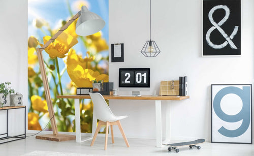 Dimex Yellow Flowers Wall Mural 150x250cm 2 Panels Ambiance | Yourdecoration.co.uk
