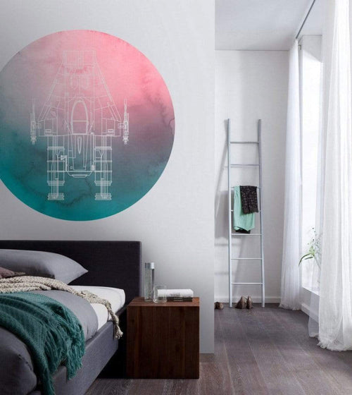 Komar Star Wars A Wing Self Adhesive Wall Mural 128x128cm Round Ambiance | Yourdecoration.co.uk