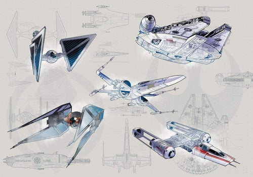 Komar Star Wars Blueprint Light Non Woven Wall Mural 400x280cm 8 Panels | Yourdecoration.co.uk