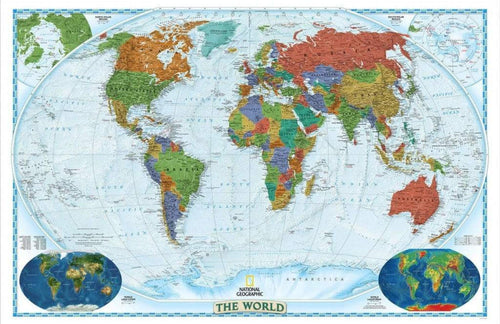Komar The World Blue Frame Non Woven Wall Mural 200x130cm 4 Panels | Yourdecoration.co.uk