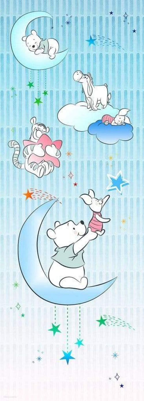 Komar Winnie Pooh Piglet and Stars Non Woven Wall Mural 100x280cm 2 Panels | Yourdecoration.co.uk