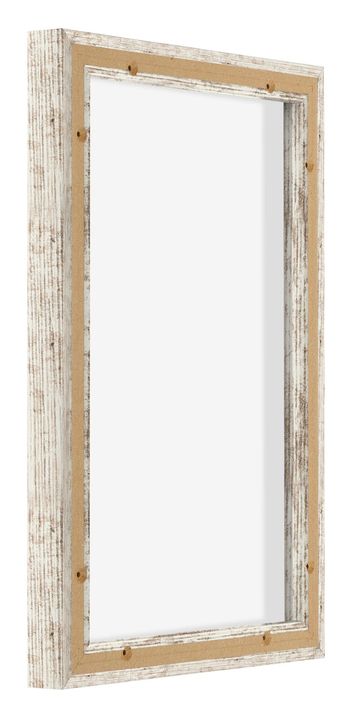 Lyon MDF Canvas Floater Frame 2 3 White Vintage Back Oblique | Yourdecoration.co.uk