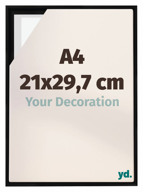Lyon MDF Canvas Floater Frame 21x29 7cm A4 Black Matte Front Size | Yourdecoration.co.uk