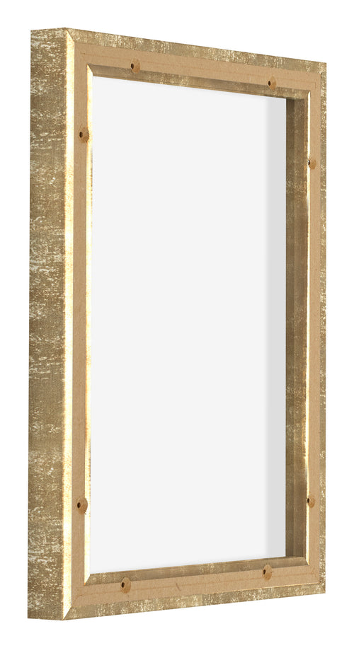 Lyon MDF Canvas Floater Frame 3 4 Gold Antique Back Oblique | Yourdecoration.co.uk