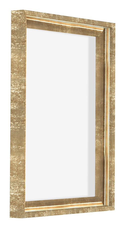 Lyon MDF Canvas Floater Frame 3 4 Gold Antique Front Oblique | Yourdecoration.co.uk