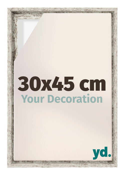 Lyon MDF Canvas Floater Frame 30x45cm White Vintage Voorzijde Maat | Yourdecoration.co.uk