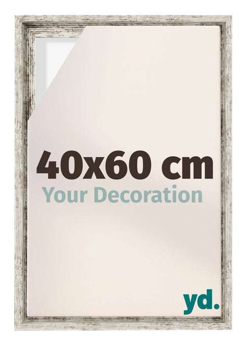 Lyon MDF Canvas Floater Frame 40x60cm White Vintage Voorzijde Maat | Yourdecoration.co.uk