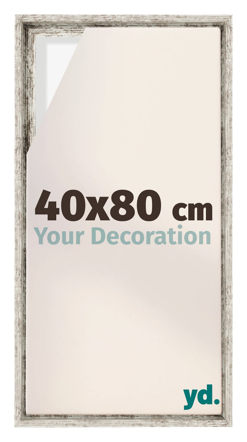 Lyon MDF Canvas Floater Frame 40x80cm White Vintage Voorzijde Maat | Yourdecoration.co.uk