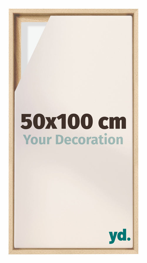 Lyon MDF Canvas Floater Frame 50x100cm Beech Front Size | Yourdecoration.co.uk