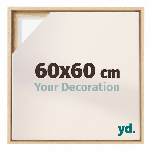 Lyon MDF Canvas Floater Frame 60x60cm Beech Front Size | Yourdecoration.co.uk