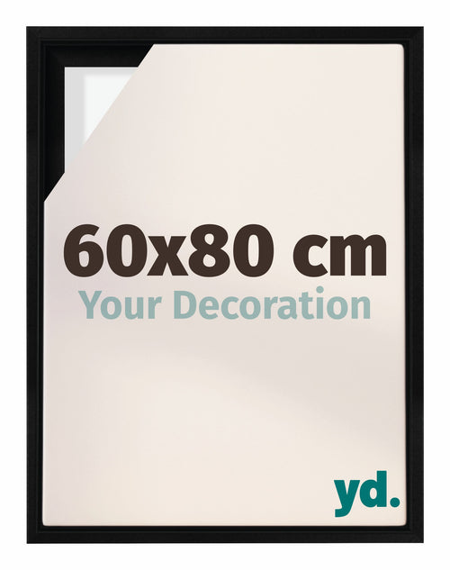 Lyon MDF Canvas Floater Frame 60x80cm Black Matte Front Size | Yourdecoration.co.uk