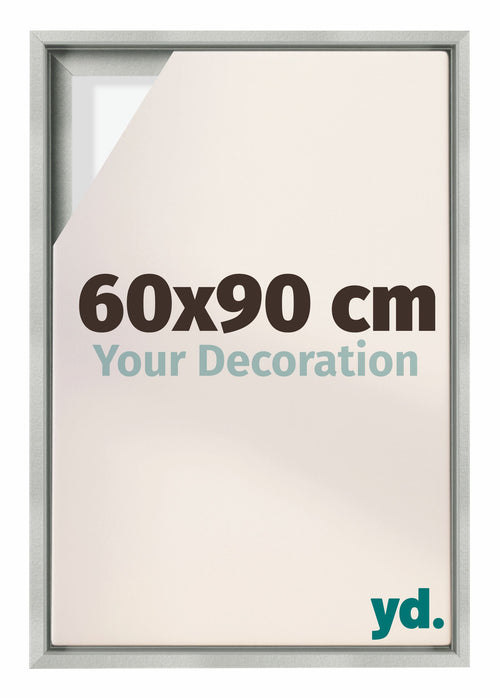 Lyon MDF Canvas Floater Frame 60x90cm Silver Matte Front Size | Yourdecoration.co.uk