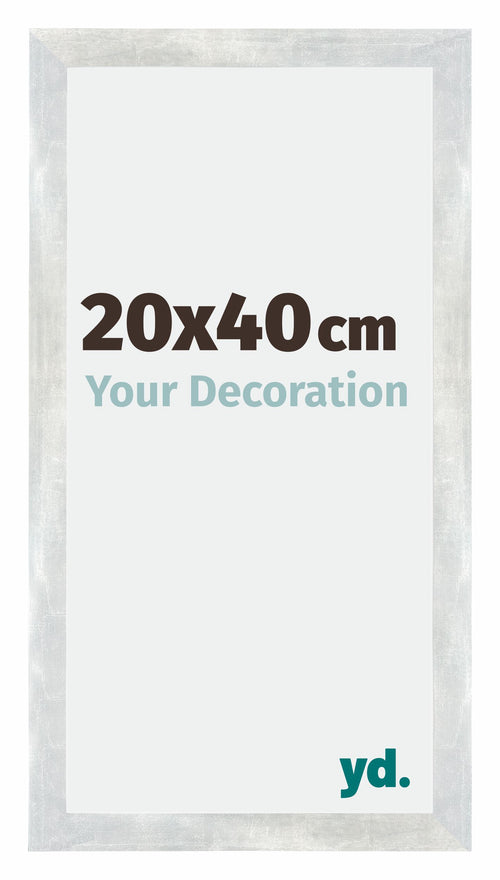 Mura MDF Photo Frame 20x40cm Silver Glossy Vintage Front Size | Yourdecoration.co.uk