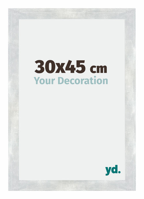 Mura MDF Photo Frame 30x45cm Silver Glossy Vintage Front Size | Yourdecoration.co.uk