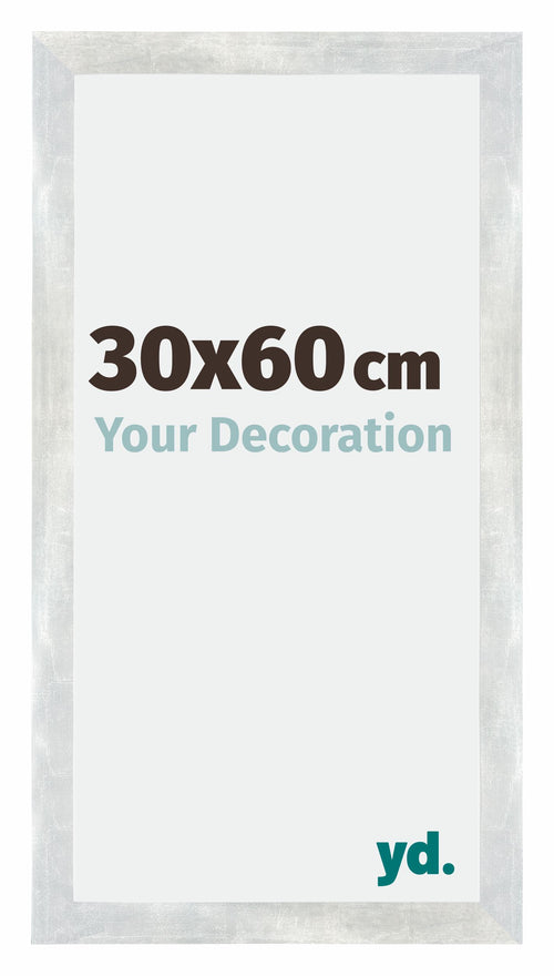 Mura MDF Photo Frame 30x60cm Silver Glossy Vintage Front Size | Yourdecoration.co.uk