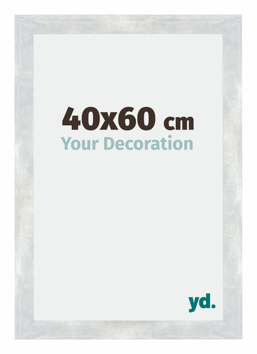 Mura MDF Photo Frame 40x60cm Silver Glossy Vintage Front Size | Yourdecoration.co.uk
