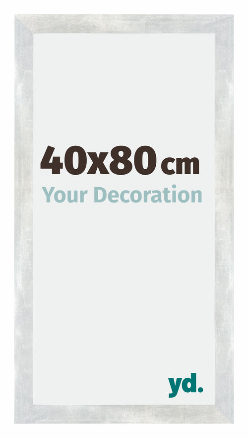 Mura MDF Photo Frame 40x80cm Silver Glossy Vintage Front Size | Yourdecoration.co.uk