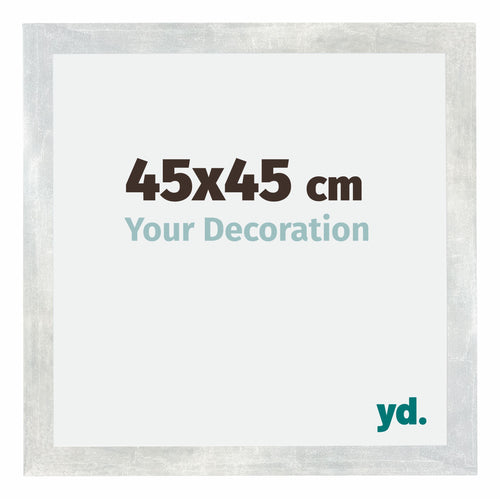 Mura MDF Photo Frame 45x45cm Silver Glossy Vintage Front Size | Yourdecoration.co.uk