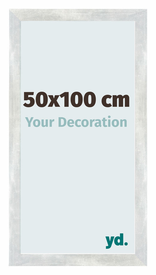 Mura MDF Photo Frame 50x100cm Silver Glossy Vintage Front Size | Yourdecoration.co.uk