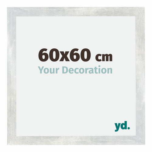 Mura MDF Photo Frame 60x60cm Silver Glossy Vintage Front Size | Yourdecoration.co.uk