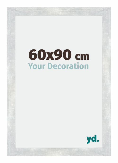 Mura MDF Photo Frame 60x90cm Silver Glossy Vintage Front Size | Yourdecoration.co.uk