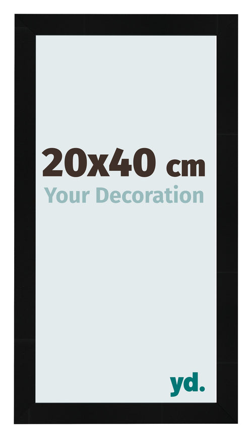 Photo Frame 20x40cm Black Silver Polished MDF Pisa Front Size | Yourdecoration.co.uk