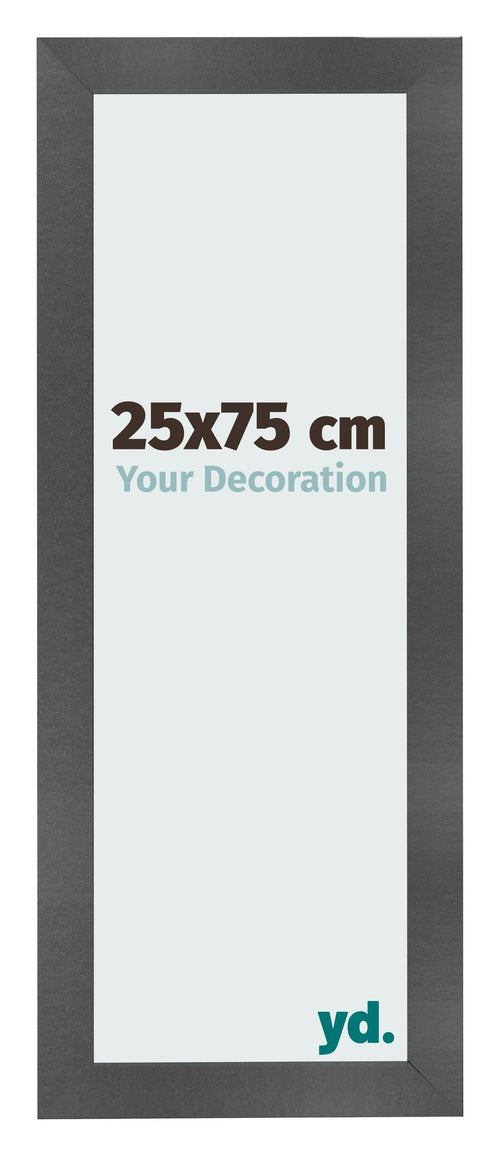 Photo Frame 25x75cm Black Silver Polished MDF Pisa Front Size | Yourdecoration.co.uk