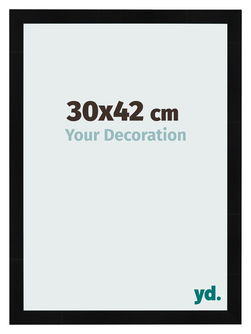 Photo Frame 30x42cm Black Silver Polished MDF Pisa Front Size | Yourdecoration.co.uk