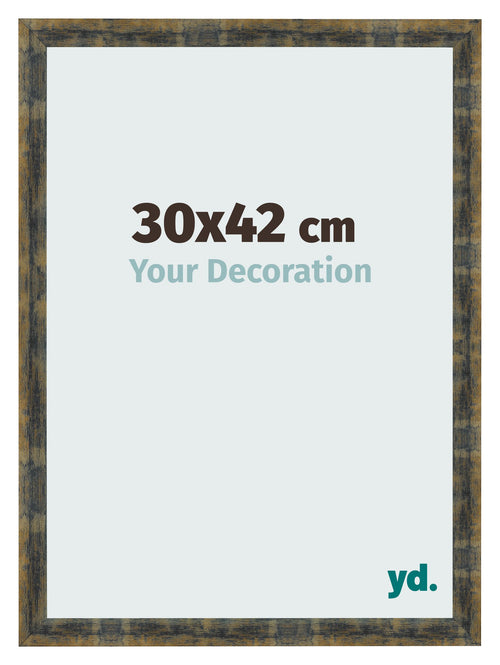 Photo Frame 30x42cm Blue Gold Melange MDF Pisa Front Size | Yourdecoration.co.uk