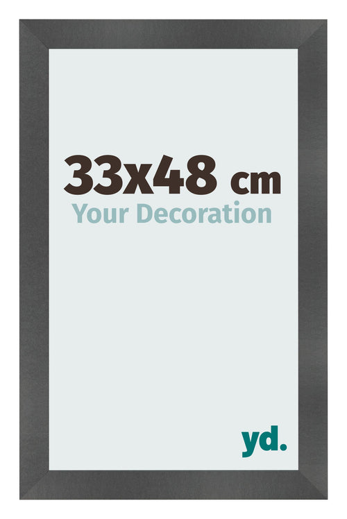 Photo Frame 33x48cm Black Silver Polished MDF Pisa Front Size | Yourdecoration.co.uk