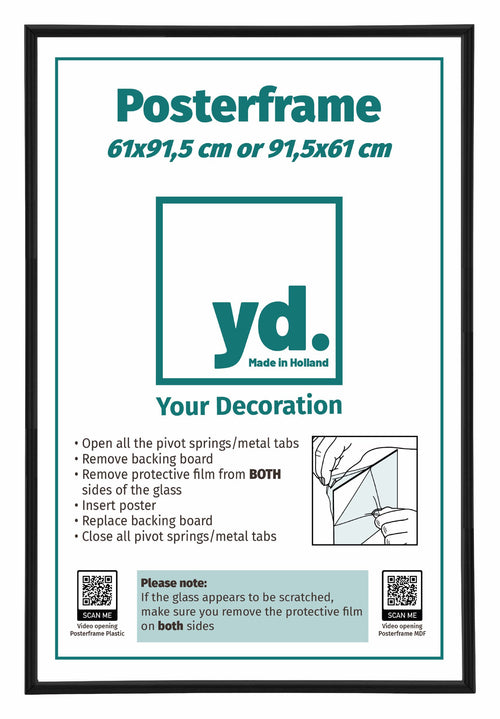 Poster Frame 61x91,5cm Black Plastic Front Insert Sheet | Yourdecoration.co.uk