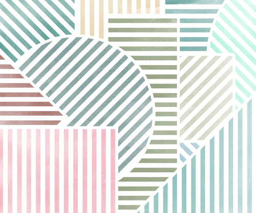 Wall Mural Jeux de Lignes Bonbon 300x250cm FLX6 039 | Yourdecoration.co.uk