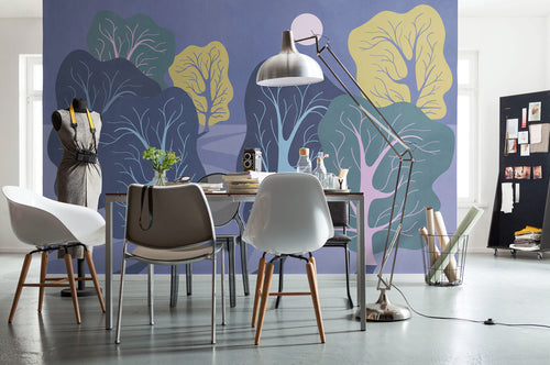 Wall Mural Purple Nights 350x250cm FLX7 017 Interior | Yourdecoration.co.uk