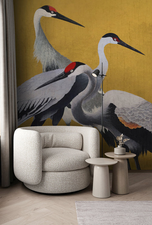 Wall Mural Yellow Cranes 200x250cm Komar FLX4 053 Interior | Yourdecoration.co.uk