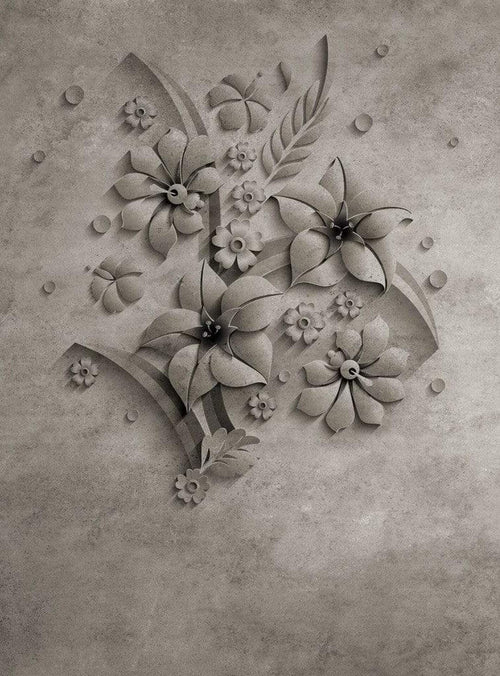 Wizard+Genius Stone Flowers Non Woven Wall Mural 192x260cm 4 Panels | Yourdecoration.co.uk