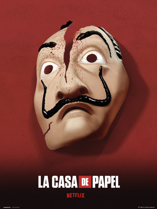 Grupo Erik La Casa De Papel Mascara Art Print 30x40cm | Yourdecoration.co.uk