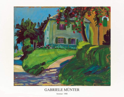 Gabriele Münter Sommer 1908 Haus mit Apfelbaum Art Print 90x70cm | Yourdecoration.co.uk