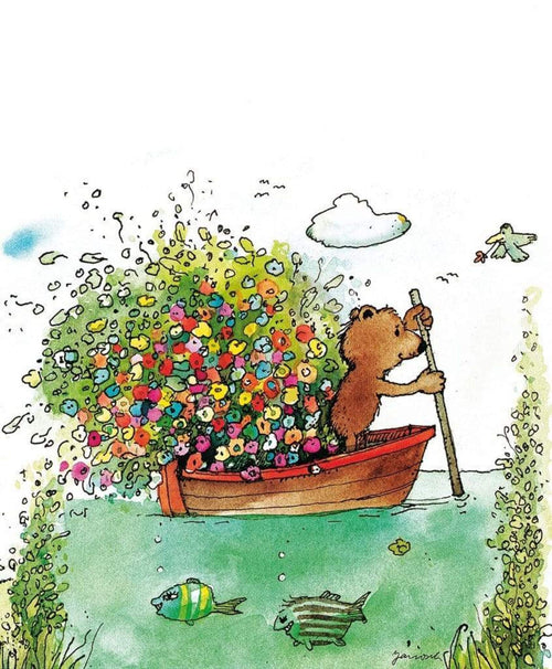 Janosch Blumen Fähre Art Print 48x58cm | Yourdecoration.co.uk