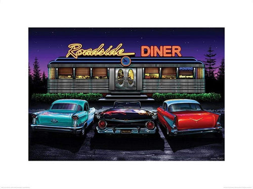 Pyramid Roadside Diner Helen Flint Art Print 60x80cm | Yourdecoration.co.uk