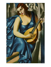 Art Print Tamara De Lempicka Donna in Blu suona mandolino 60x80cm TDL 16 | Yourdecoration.co.uk