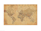 Pyramid World Map Vintage Style Art Print 60x80cm | Yourdecoration.co.uk