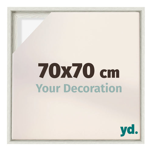 Lyon MDF Canvas Floater Frame 70x70cm White Wash Voorzijde Maat | Yourdecoration.co.uk